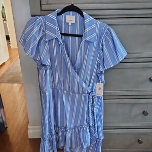 Cinq à Sept Blue and White Striped Dress